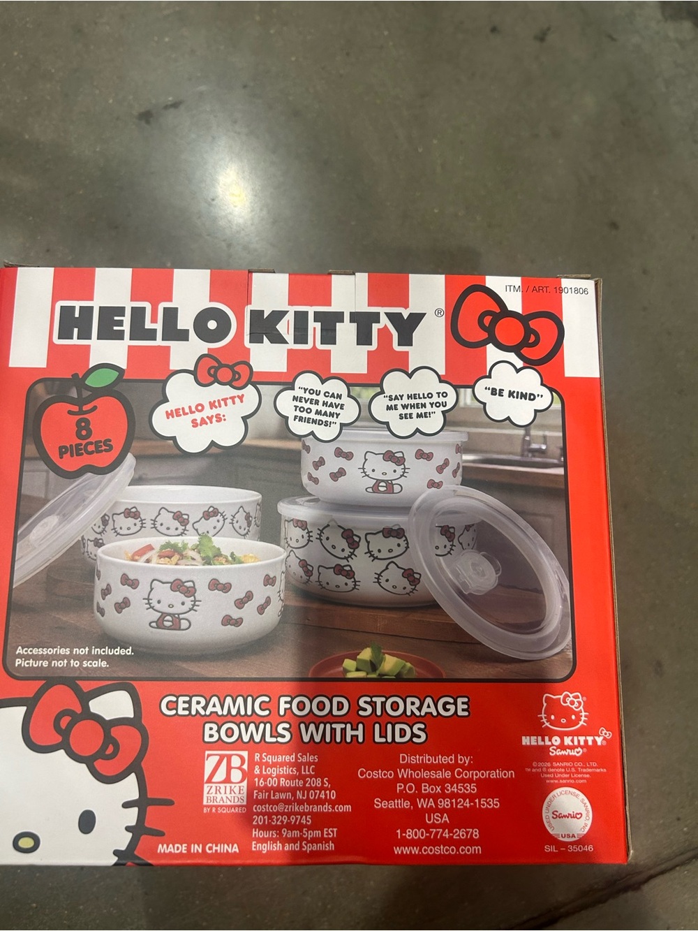 Hello Kitty Ceramic Food Storage Bowls with Lids - 8 Pieces set